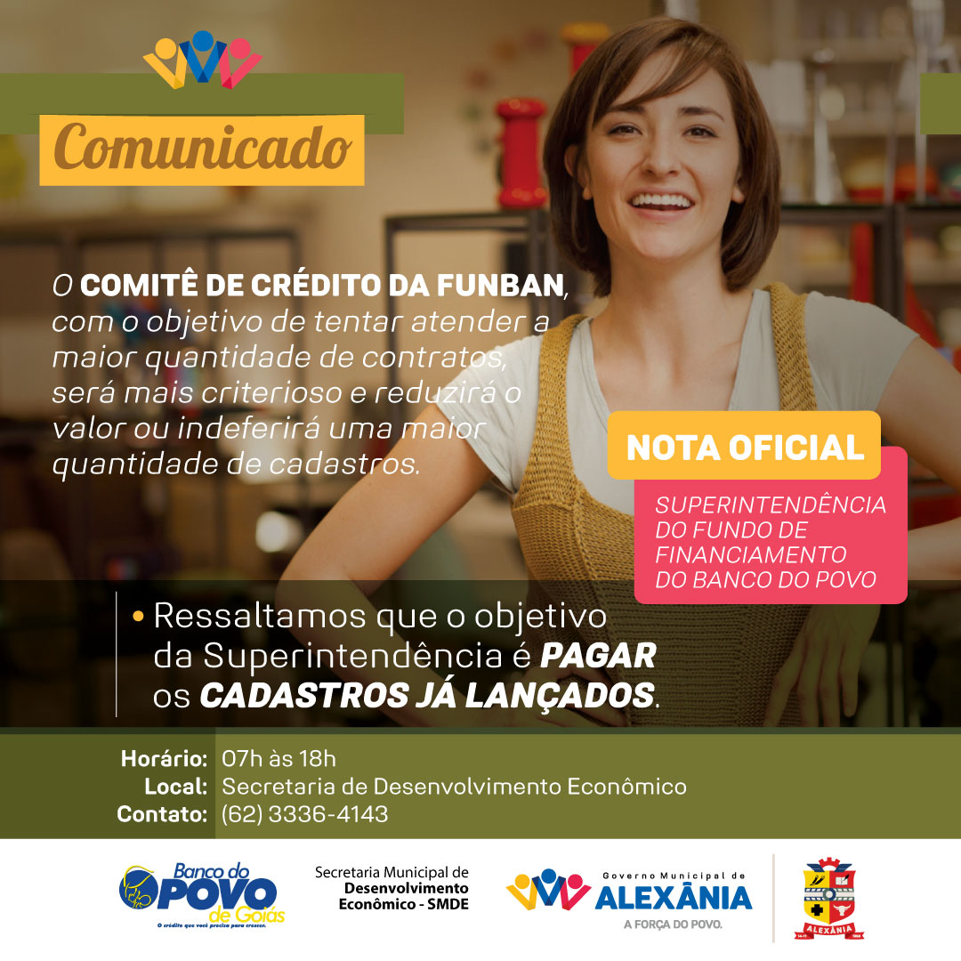 Comunicado - Banco do Povo e GoiásFomento